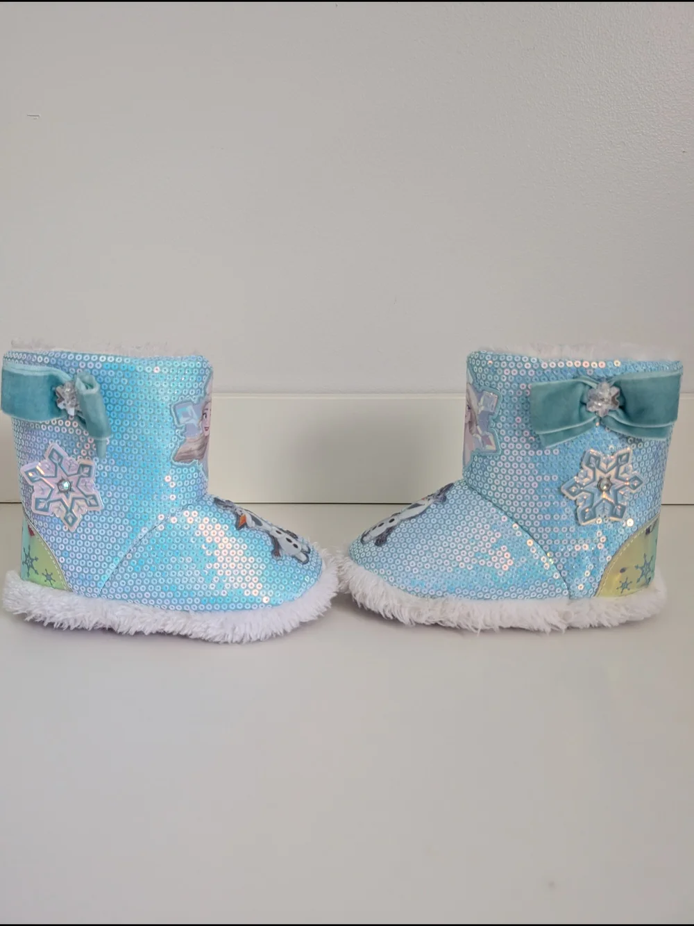 Disney FROZEN Kids Toddler Blue Sequin Slippers Size 7/8